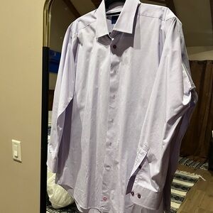 David Donahue Purple Dress Shirt with Pointed Collar